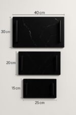 Acrylic Marble Serving Tray with Metal Handles - Black Large Size - Image 3
