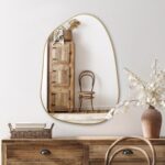 PERFNIQUE Irregular Wall Mirror Asymmetrical Mirror, 27''x19'' Gold Mirror for B... - Image 2
