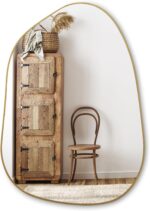 PERFNIQUE Irregular Wall Mirror Asymmetrical Mirror, 27''x19'' Gold Mirror for B... - Image 6