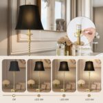 33'' Tall Vintage Table Lamp Set of 2, Candle Stick Buffet Lamps with Gold Leaf ... - Image 4