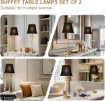 33'' Tall Vintage Table Lamp Set of 2, Candle Stick Buffet Lamps with Gold Leaf ... - Image 6