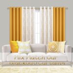 Gold Yellow Curtains for Living Room 84 Inch Length 2 Panels Set Vintage Mid Mod... - Image 3