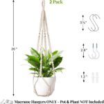 LEWESU Macrame Plant Hanger Indoor Set of 2 with 4 Hooks, Indoor Outdoor Hanging... - Image 4
