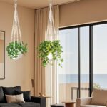 LEWESU Macrame Plant Hanger Indoor Set of 2 with 4 Hooks, Indoor Outdoor Hanging... - Image 10