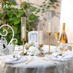 Hewory Gold Hurricane Candle Holders: Brass Candlestick Holders Set of 3 Tall Ta... - Image 4