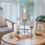 Hewory Gold Hurricane Candle Holders: Brass Candlestick Holders Set of 3 Tall Ta... - Image 5
