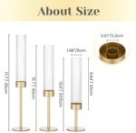 Hewory Gold Hurricane Candle Holders: Brass Candlestick Holders Set of 3 Tall Ta... - Image 6