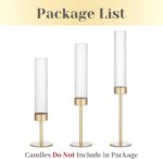 Hewory Gold Hurricane Candle Holders: Brass Candlestick Holders Set of 3 Tall Ta... - Image 7