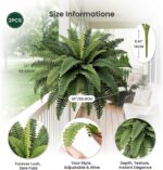 Fake Ferns - Set of 2 Faux Boston Ferns Large Artificial Plants, 40 Leaves per B... - Image 4