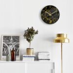 VIKMARI Black Modern Marble Texture Clock Gold Hands Rustic Kitchen Decor 12 Inc... - Image 5