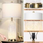 Rinweey 26" Modern Clear Glass Table Lamps Set of 2,Nightstand Lamp with USB A+C... - Image 3