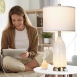 Rinweey 26" Modern Clear Glass Table Lamps Set of 2,Nightstand Lamp with USB A+C... - Image 4