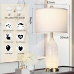 Rinweey 26" Modern Clear Glass Table Lamps Set of 2,Nightstand Lamp with USB A+C... - Image 5