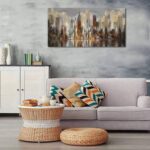 Framed Wall Art Large Cityscape New York Wall Decor Canvas Prints Abstract Brown... - Image 4