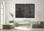 moshinart 24 x 36in Hand-Painted Oil Painting 3D Texture Sense of Space Gold Fir... - Image 6