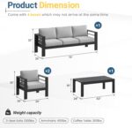 Solaste Aluminum Outdoor Patio Furniture Set, 5 Seats Patio Sectional Sofa with ... - Image 3