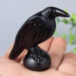 Natural Black Obsidian Raven Figurines,2 Inch Healing Crystal Animal Statues,Luc... - Image 4