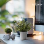 4 Pack Small Fake Plants in White Pulp Pot for Home Decor, Artificial Plants Ind... - Image 3