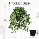Briful Artificial Hanging Plants in Black Pot 17.7" Lifelike Trailing Faux Water... - Image 3