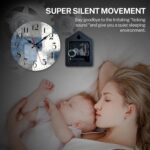 ArtSocket Wooden Wall Clock Silent Non-Ticking, Blue White Grey Abstract Paintin... - Image 3