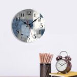 ArtSocket Wooden Wall Clock Silent Non-Ticking, Blue White Grey Abstract Paintin... - Image 6