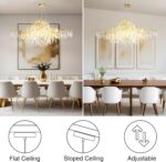 YUYI 47" Modern Gold Tree Branch Crystal Chandeliers, 14-Light Luxury Rectangula... - Image 6