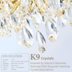 YUYI 47" Modern Gold Tree Branch Crystal Chandeliers, 14-Light Luxury Rectangula... - Image 7