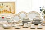Lorenzo Import Isabella 57-Piece Wavy Porcelain Dinnerware Set - Image 4