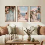 KAIRNE Italy Coast Cityscape Framed Canvas Wall Art Set, Neutral Italian Country... - Image 3