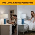 27" Farmhouse Bedside Table Lamp Set of 2, Bule Modern Ceramic Lamps for Living ... - Image 4