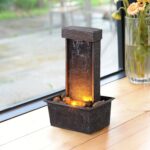Straight Panel Tabletop Water Fountain LED-Lit – Indoor/Outdoor Decorative Water... - Image 4