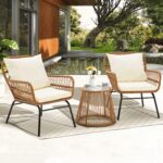 EROMMY 3-Piece Patio Conversation Bistro Set, Outdoor All-Weather Wicker Balcony... - Image 3
