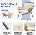 EROMMY 3-Piece Patio Conversation Bistro Set, Outdoor All-Weather Wicker Balcony... - Image 5