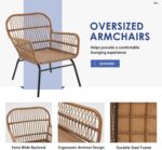 EROMMY 3-Piece Patio Conversation Bistro Set, Outdoor All-Weather Wicker Balcony... - Image 6