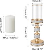 13.5" Tall Pillar Candle Holder with Glass Wind Proof, Metal Hurricane Holders, ... - Image 5