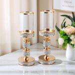 13.5" Tall Pillar Candle Holder with Glass Wind Proof, Metal Hurricane Holders, ... - Image 8