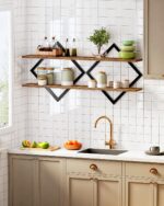 CHOEZON Floating Shelves, Set of 2 Wall Shelves, 2-Tier Hanging Shelves, Wall Sh... - Image 6