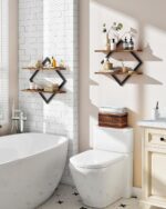 CHOEZON Floating Shelves, Set of 2 Wall Shelves, 2-Tier Hanging Shelves, Wall Sh... - Image 7