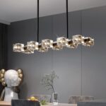 Dining Room Light Fixture,Modern Crystal Chandeleirs Semi Flush Mount Ceiling Li... - Image 6
