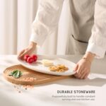 Serving Dishes, 12/14", Durable Ceramic Platters, Ribbed Rim, Oval, Microwave an... - Image 5
