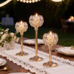 Gold Crystal Tealight Candle Holders Set of 6 (2 Sets) - Tall Bling Bowl Candela... - Image 4