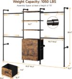 ONBRILL T2 Wall Mounted Industrial Pipe Clothing Rack, Closet Organizers and Sto... - Image 3