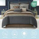 LANCO MODERN LIFESTYLE King Size Comforter Set, Grey Brown, 10 Piece Bed in a Ba... - Image 3