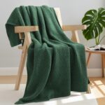 Whale Flotilla Chunky Knit Throw Blanket for Couch and Bed, Deep Green Decorativ... - Image 4