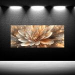 iKNOW FOTO Modern Abstract Shiny Flower Wall Art Brown and Gold Floral Botanical... - Image 3