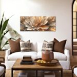 iKNOW FOTO Modern Abstract Shiny Flower Wall Art Brown and Gold Floral Botanical... - Image 4
