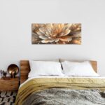 iKNOW FOTO Modern Abstract Shiny Flower Wall Art Brown and Gold Floral Botanical... - Image 5