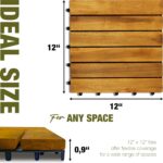 Premium Acacia Wood Interlocking Deck Tiles, 9 PCS 12"x12"x0.9" Floor Tiles, Wat... - Image 4