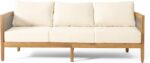 Merax 76.5" Outdoor Acacia Wood Wicker 3 Seater Sofa, Patio Furniture Couch for ... - Image 6
