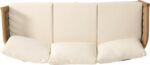 Merax 76.5" Outdoor Acacia Wood Wicker 3 Seater Sofa, Patio Furniture Couch for ... - Image 7